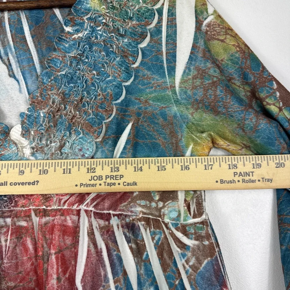 Y2K 2000s Top Womens Large XL Colorful Vibrant Babydoll‎ Boho Tunic Blouse - Picture 9 of 10